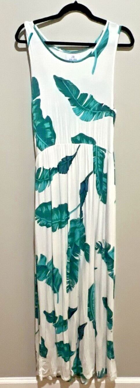 28 Palms White with Green Palms Print - Large
